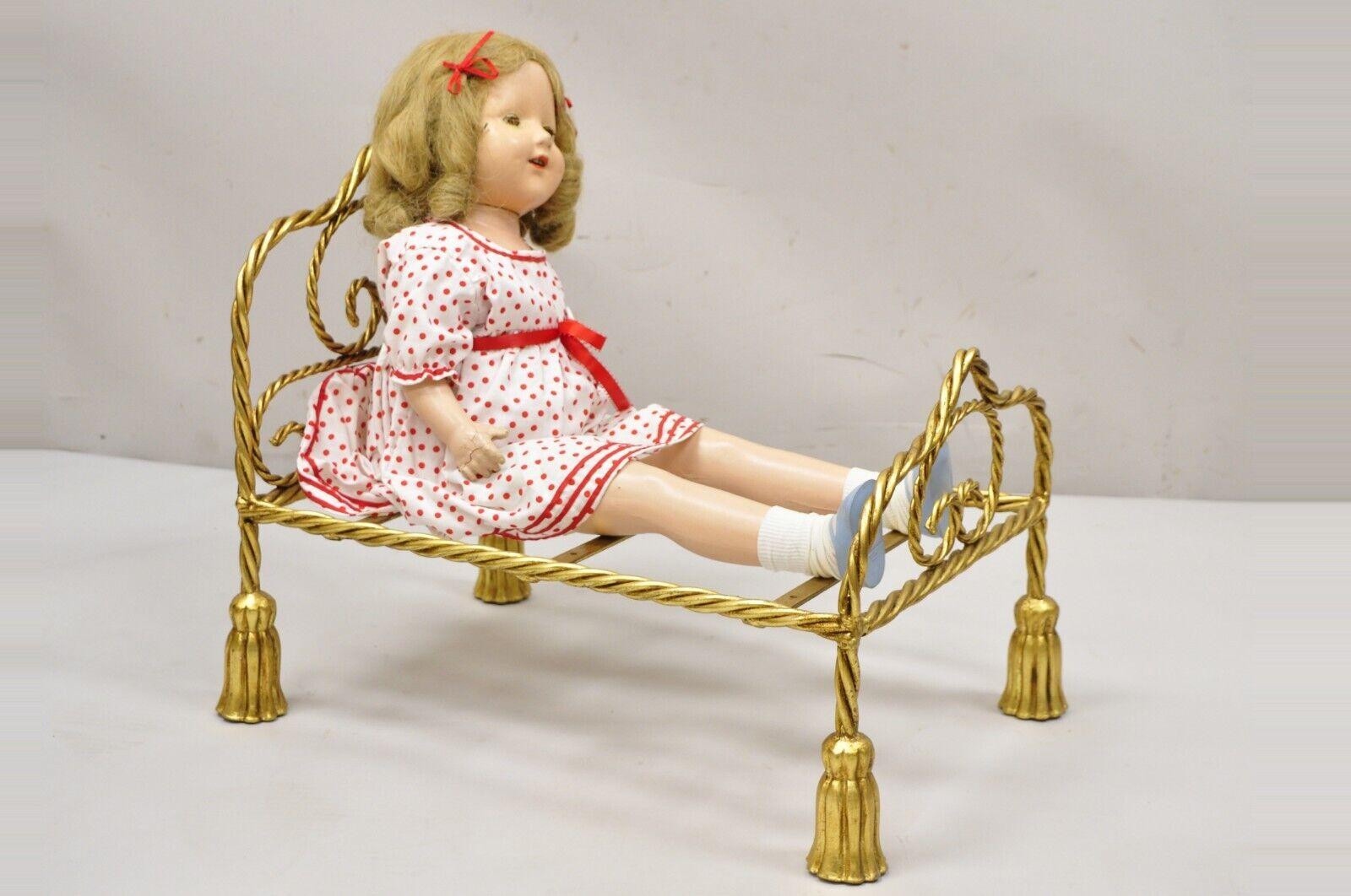 Vintage Italian Hollywood Regency Iron Tassel Frame Pet Cat Dog Bed or Doll Bed For Sale 6