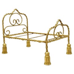 Vintage Italian Hollywood Regency Iron Tassel Frame Pet Cat Dog Bed or Doll Bed