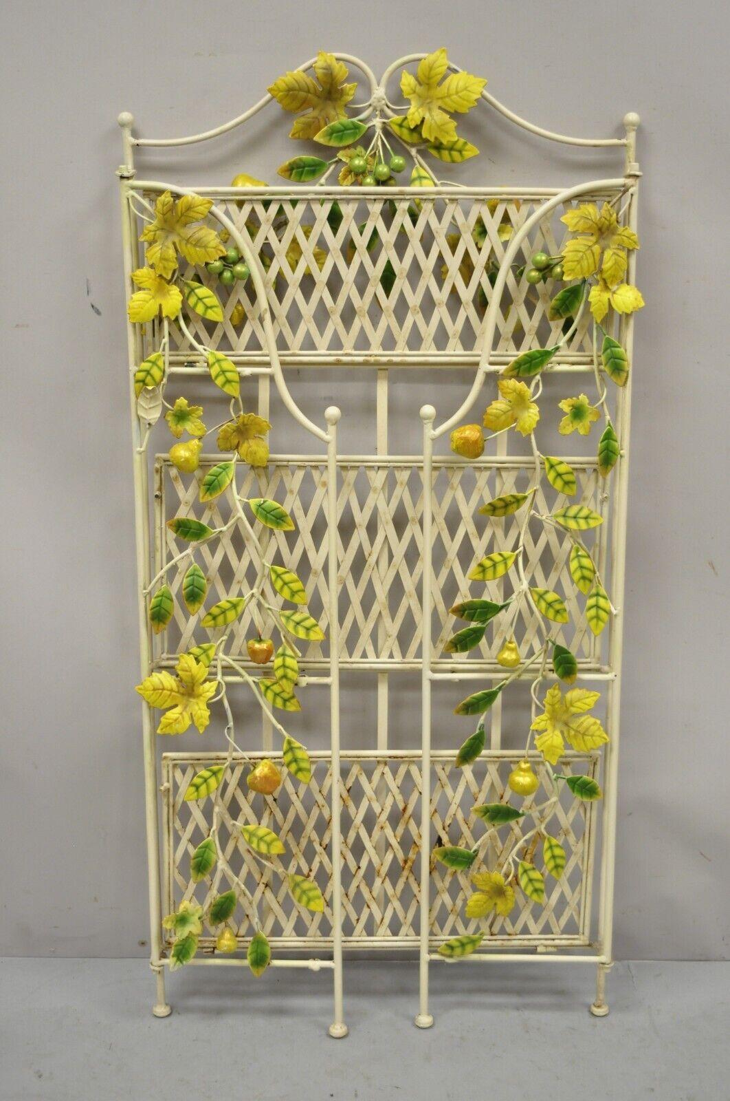 Vintage Italian Hollywood Regency Iron Tole Metal Yellow Lemon Shelf Stand 3