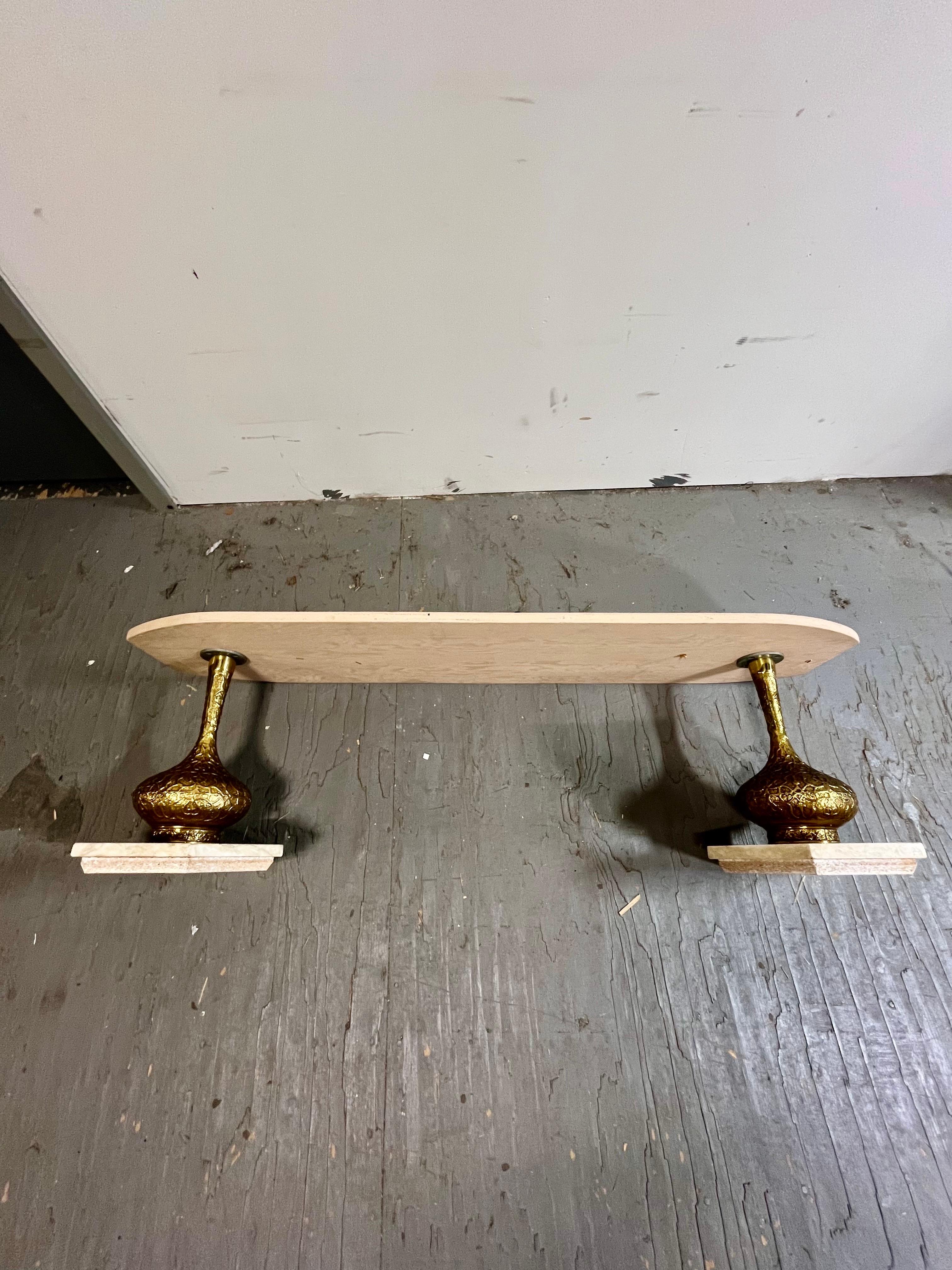 Table basse vintage italienne Hollywood Regency à long plateau ovale en marbre Surfboard en vente 1