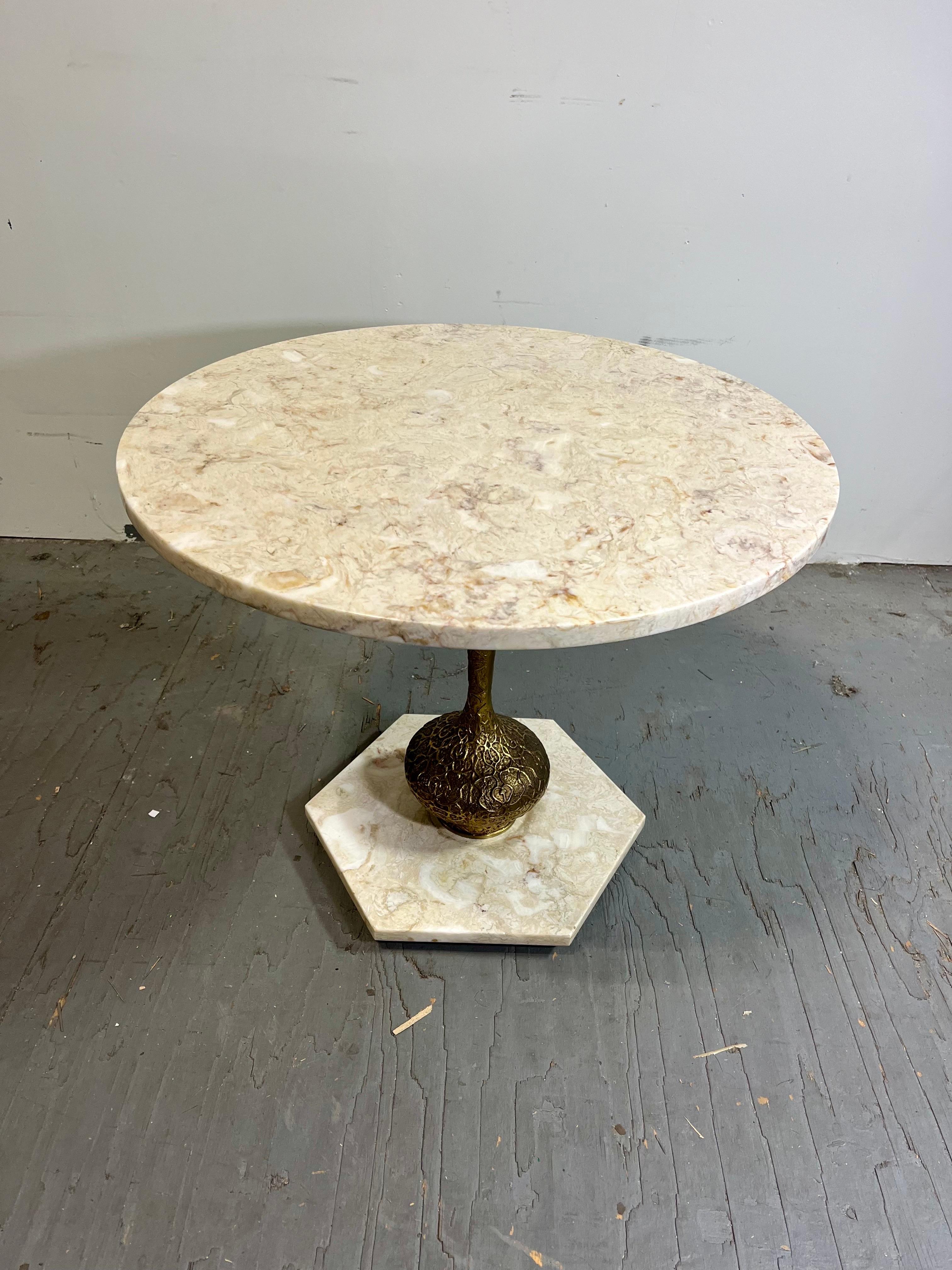 Vintage Italian Hollywood Regency Marble Top Coffee Table In Good Condition For Sale In W Allenhurst, NJ