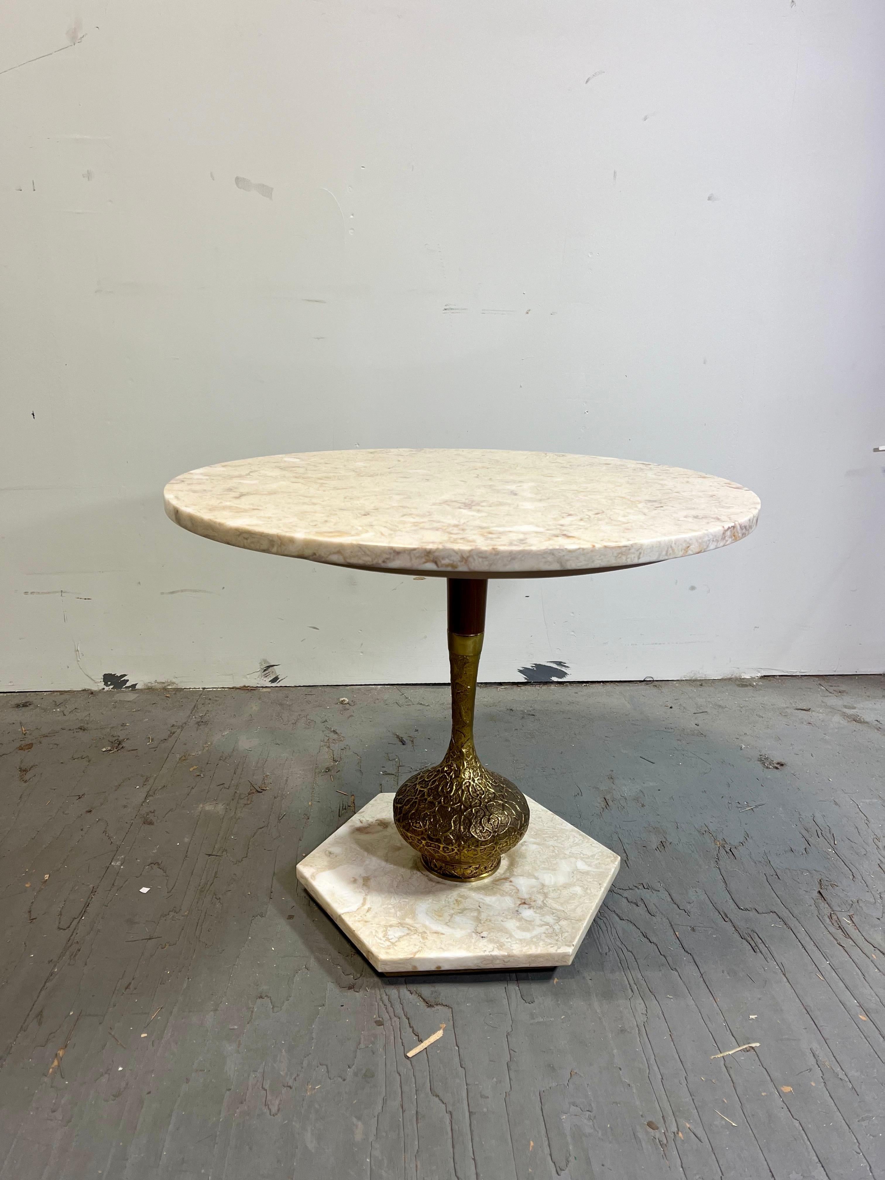 Metal Vintage Italian Hollywood Regency Marble Top Coffee Table For Sale