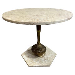 Italienischer Hollywood-Regency-Couchtisch mit Marmorplatte, Vintage