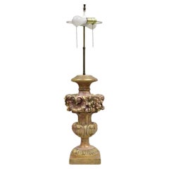 Vintage Italian Hollywood Regency Pink & Gold Ceramic Table Lamp by Brach Allen