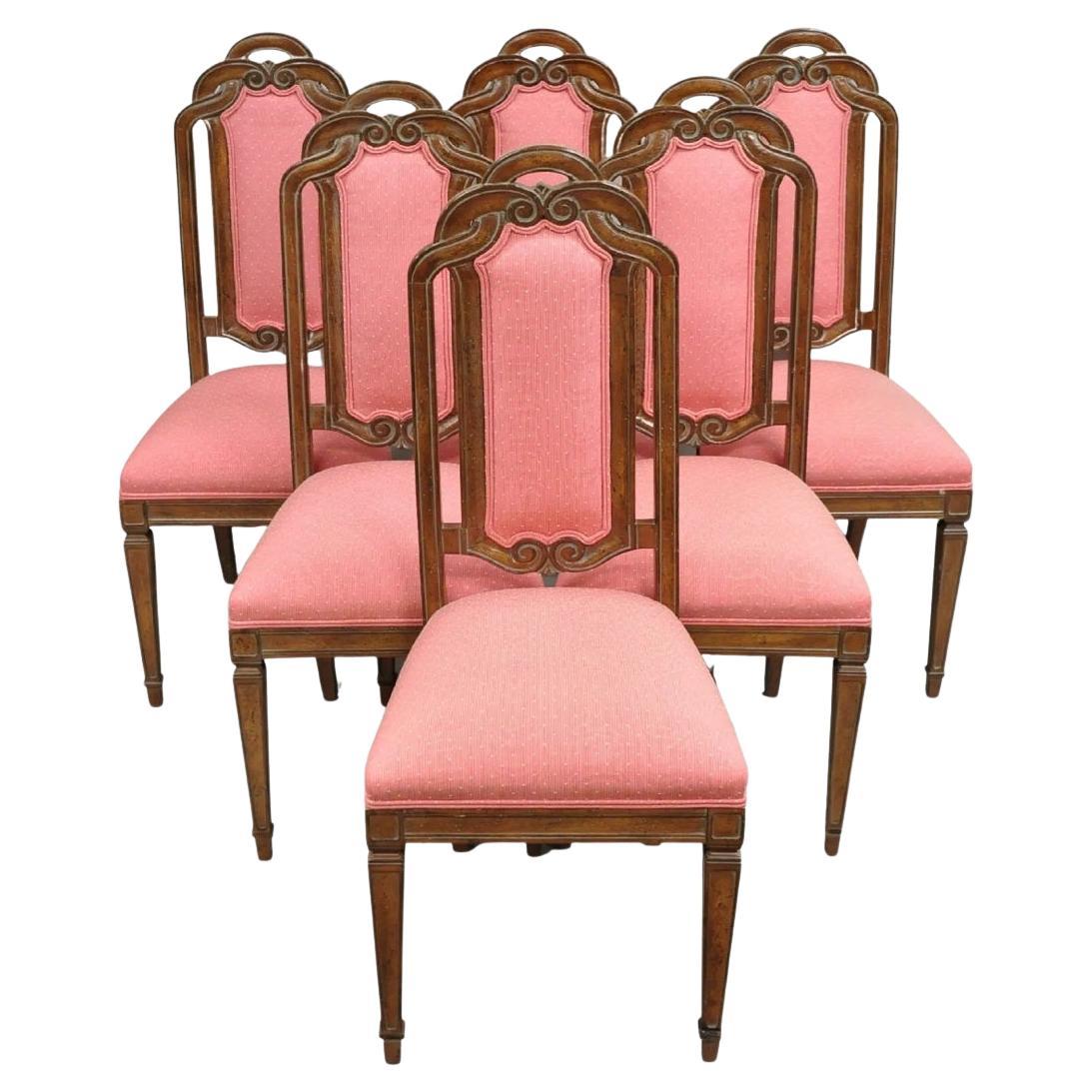 Vintage Italian Hollywood Regency Pretzel Back Walnut Dining Chairs - Set of 6