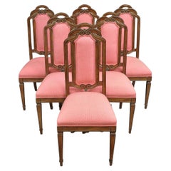 Vintage Italian Hollywood Regency Pretzel Back Walnut Dining Chairs - Set of 6