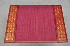 Vintage Italian Hollywood Regency Red Tooled Leather Gold Gilt 3 Pc Desk Set
