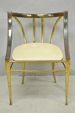 Vintage Italian Hollywood Regency Sculptural Brass Chiavari Style Accent Chair