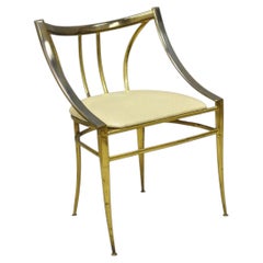 Vintage Italian Hollywood Regency Sculptural Brass Chiavari Style Accent Chair
