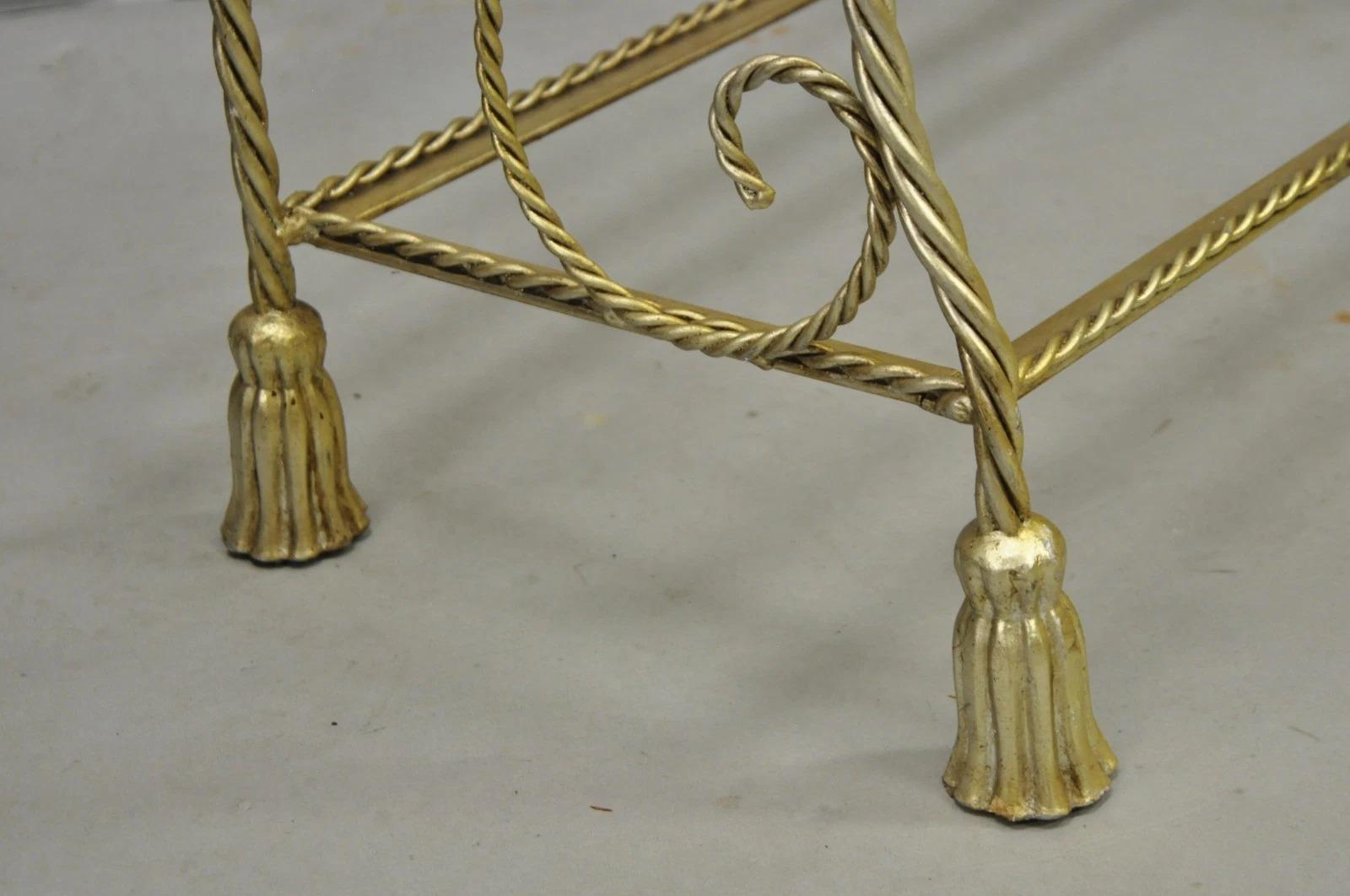 Vintage Italienisch Hollywood Regency Silber vergoldet Eisen Seil & Quaste 5 Tier Etagere im Angebot 4