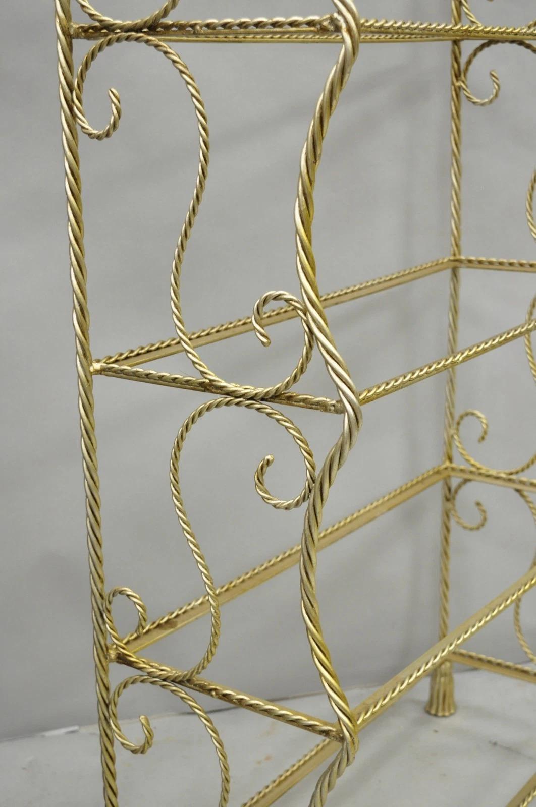 Vintage Italienisch Hollywood Regency Silber vergoldet Eisen Seil & Quaste 5 Tier Etagere (Unbekannt) im Angebot