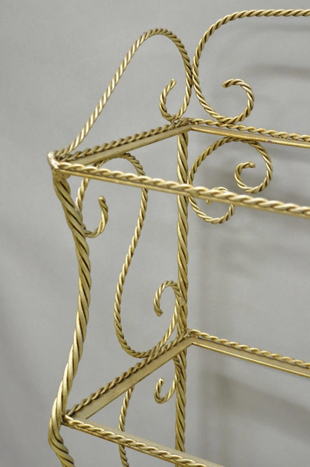 Vintage Italienisch Hollywood Regency Silber vergoldet Eisen Seil & Quaste 5 Tier Etagere (Schmiedeeisen) im Angebot