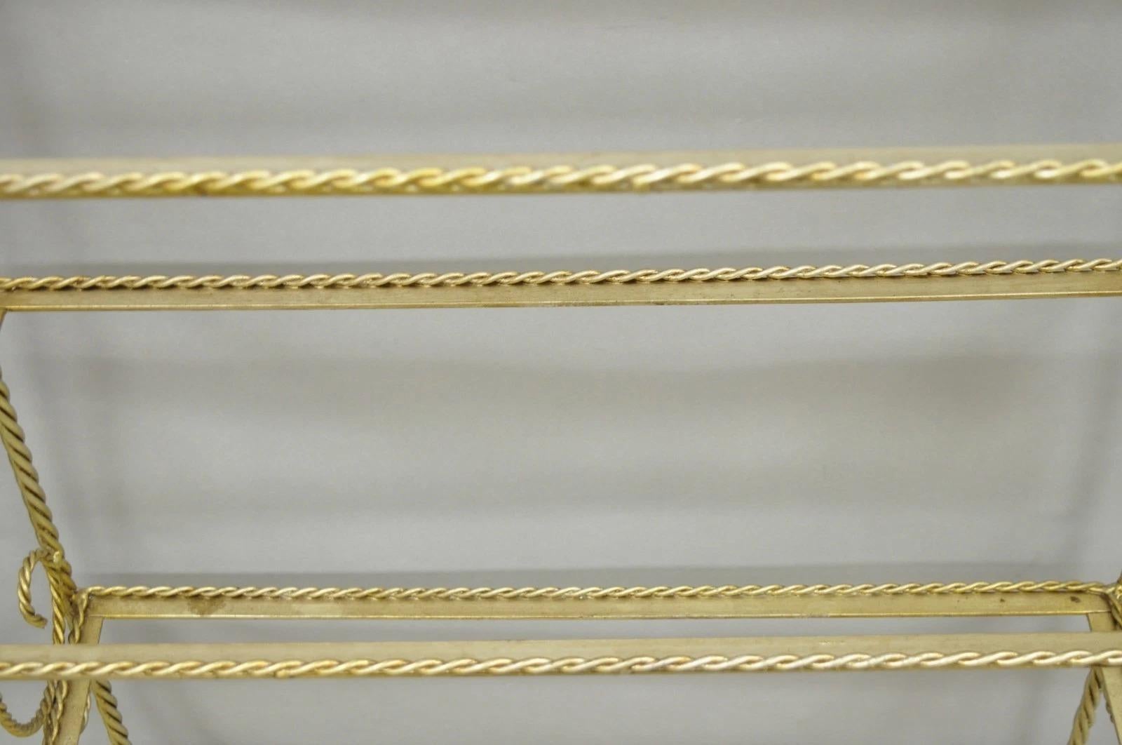 Vintage Italienisch Hollywood Regency Silber vergoldet Eisen Seil & Quaste 5 Tier Etagere im Angebot 1