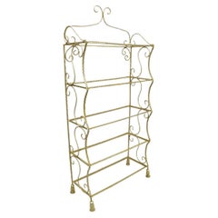 Vintage Italian Hollywood Regency Silver Gilt Iron Rope & Tassel 5 Tier Etagere