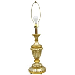 Vintage Italian Hollywood Regency Silber & Gold vergoldet geschnitzt Holz Tischlampe