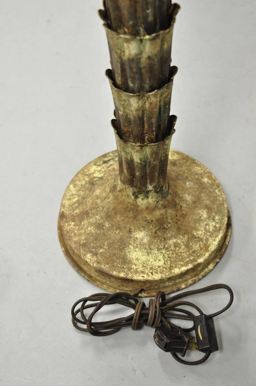 Vintage Italian Hollywood Regency Tole Metal Tropical Palm Tree Table Lamp For Sale 6