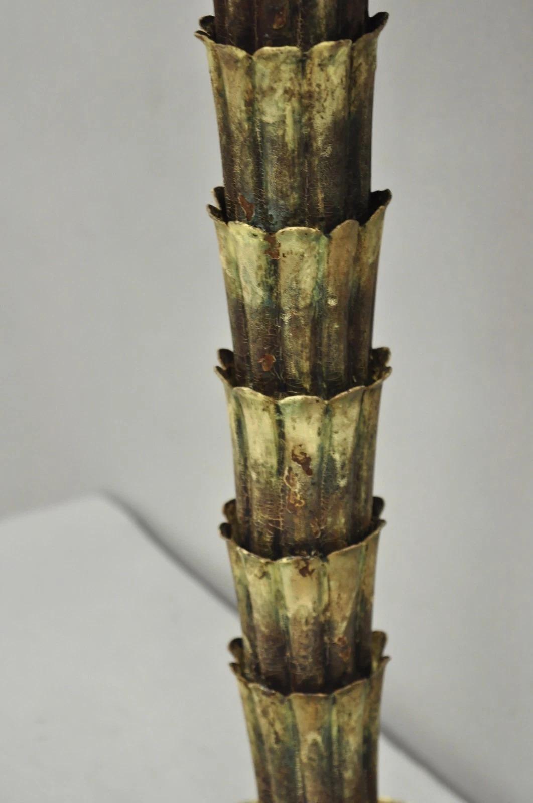 Vintage Italian Hollywood Regency Tole Metal Tropical Palm Tree Table Lamp For Sale 8