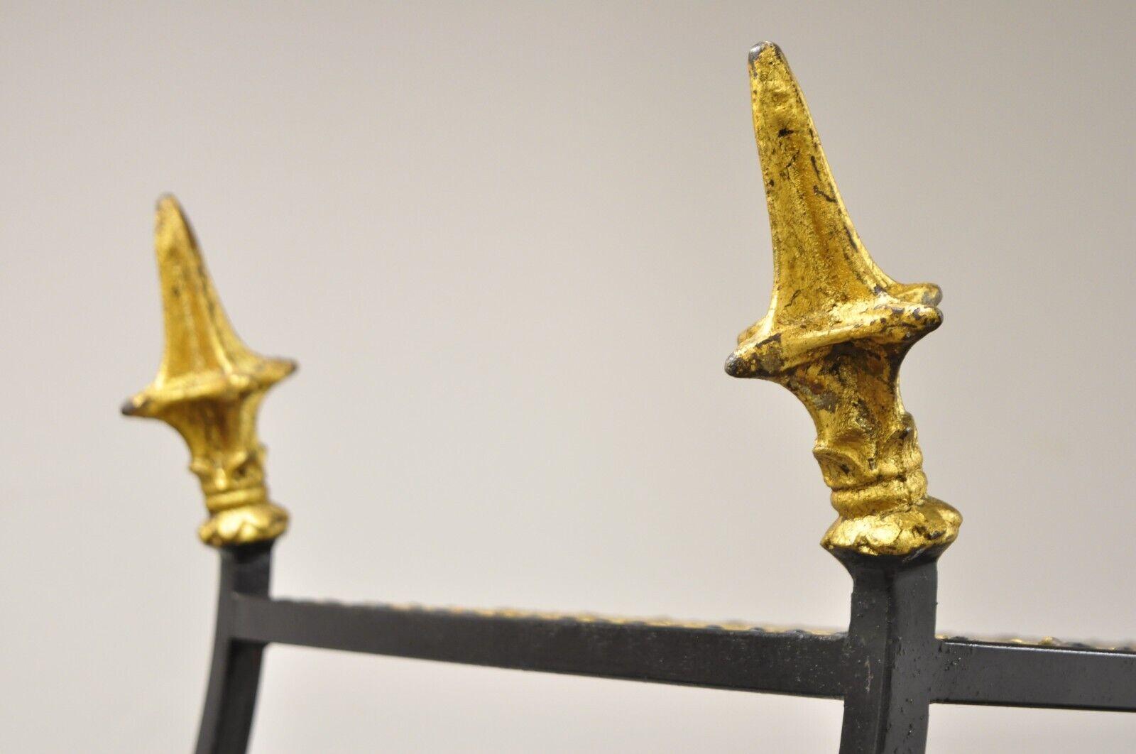Vintage Italian Hollywood Regency Wrought  Iron Black and Gold Bookshelf Etagere 6