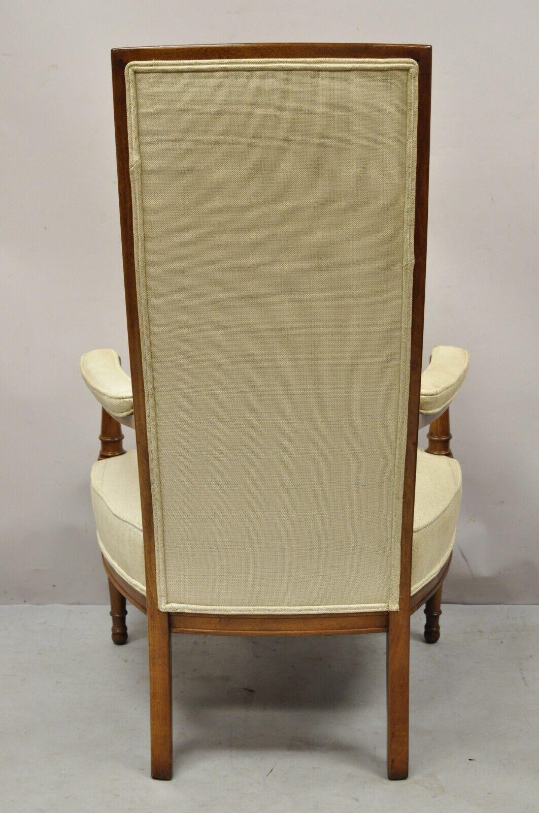 Vintage Italian Hollywood Tall Back Upholstered Lounge Arm Chair For Sale 4