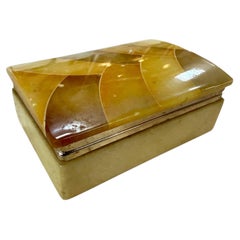 Vintage Italian Honey Marble and Brass Decorative Box
