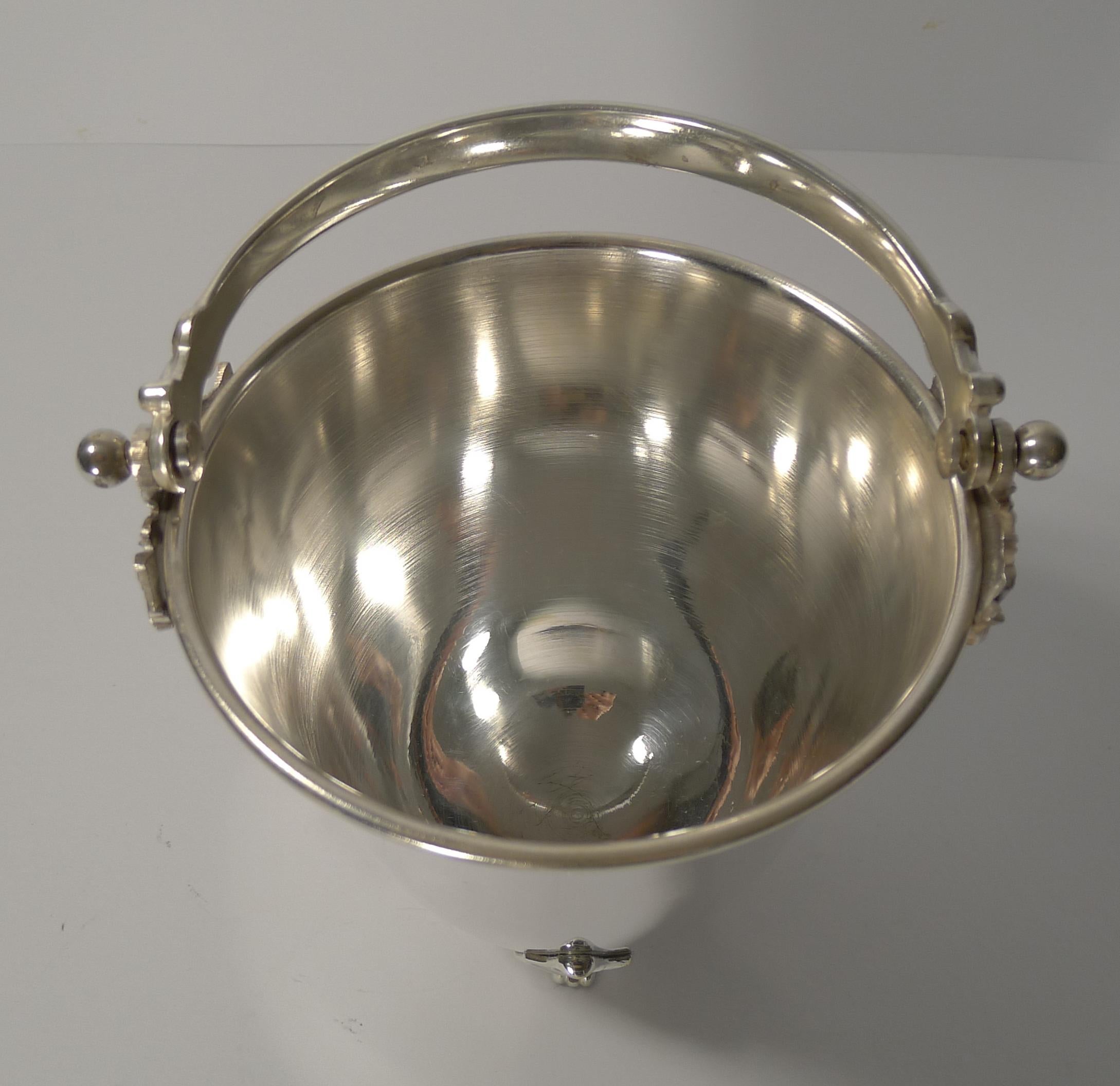 Silver Plate Vintage Italian Ice Bucket and Draining Spoon by Macabo, circa 1950 For Sale