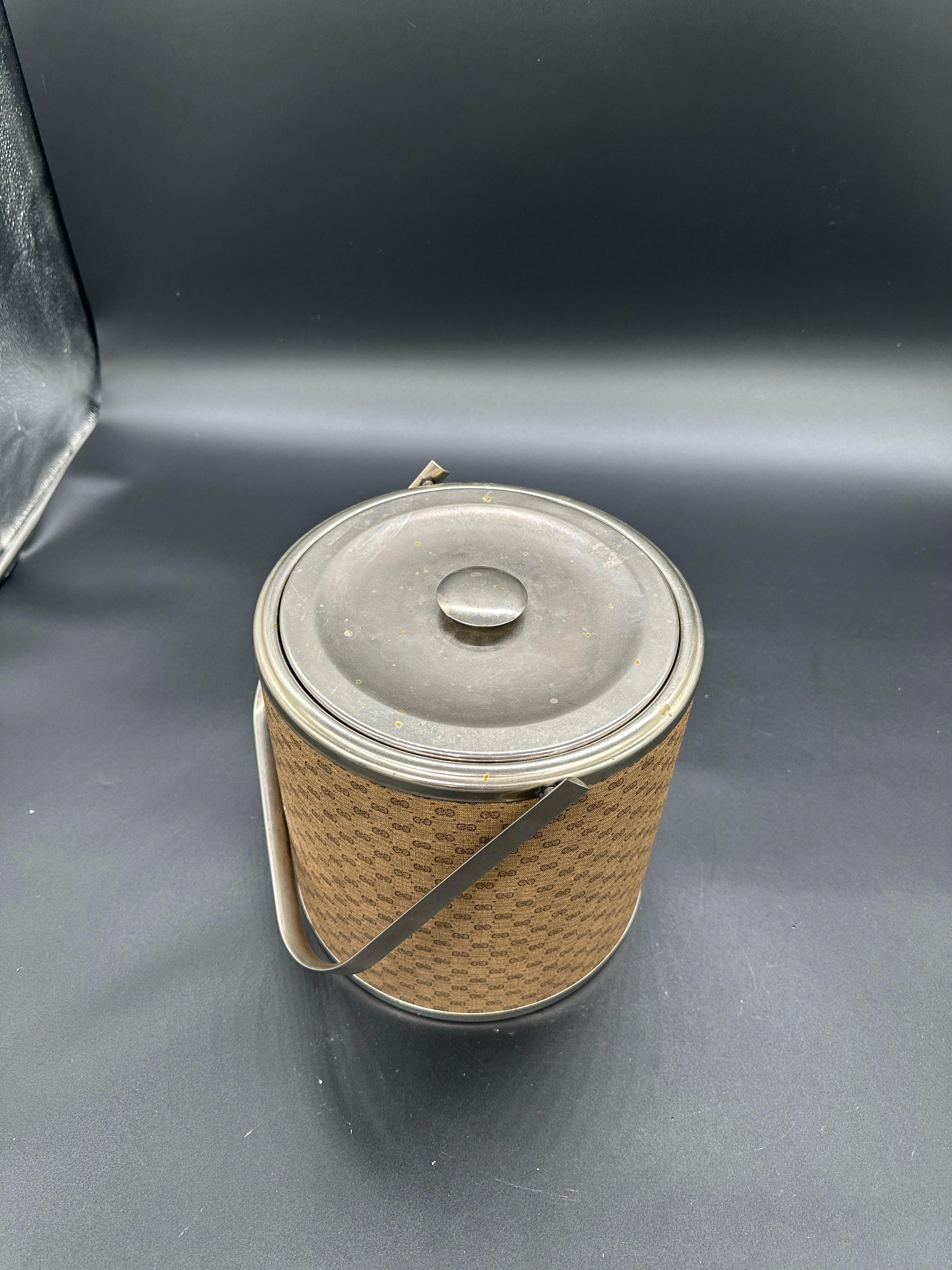 Leather Vintage Italian Ice Bucket by Gucci 1980s