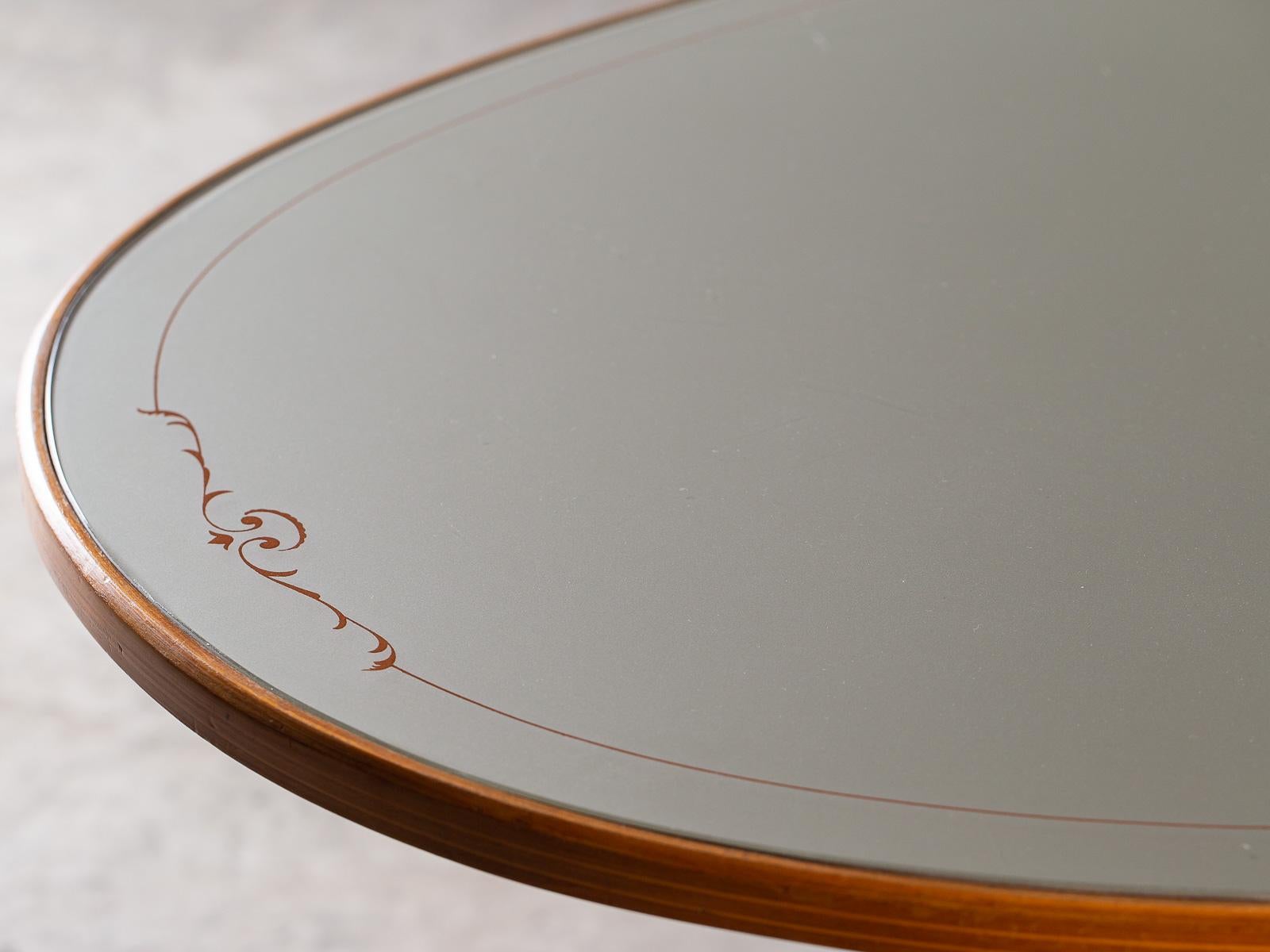 Mid-20th Century Vintage Italian Ico Parisi Gio Ponti Oval Table Maple Glass, circa 1950