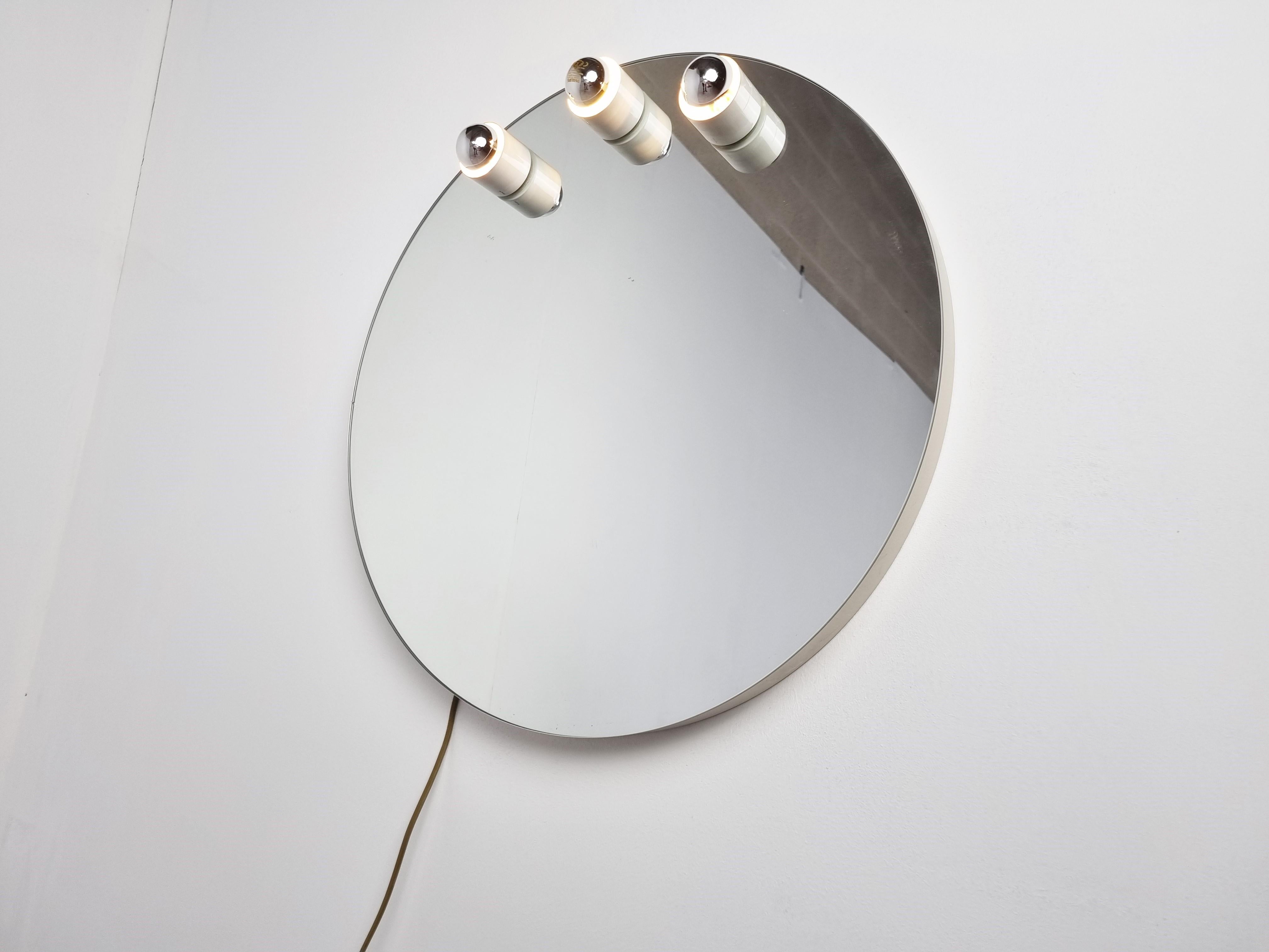 Space Age Vintage Italian Illuminated Mirror, 1960s