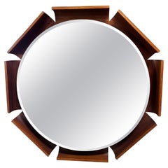 Specchio da parete in legno illuminato italiano vintage anni '80 by ISA