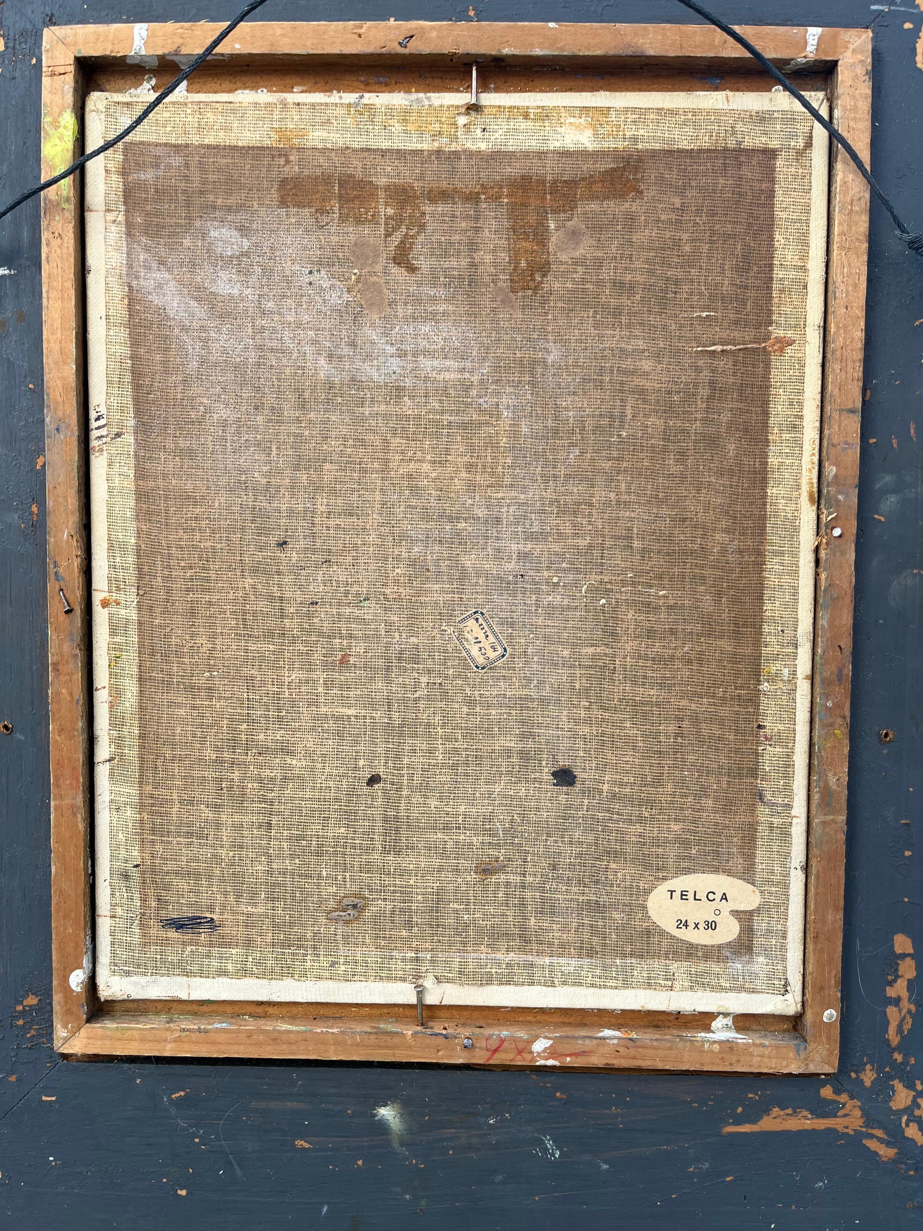 Vintage Italienisch Impressionist Genre Gemälde Öl auf Karton, signiert im Angebot 4