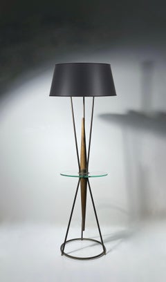 Vintage Italian Influenced Floor Lamp / Glass Table by Majestic