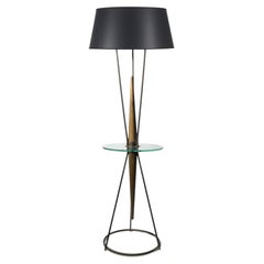 Vintage Italian Influenced Floor Lamp / Glass Table by Majestic