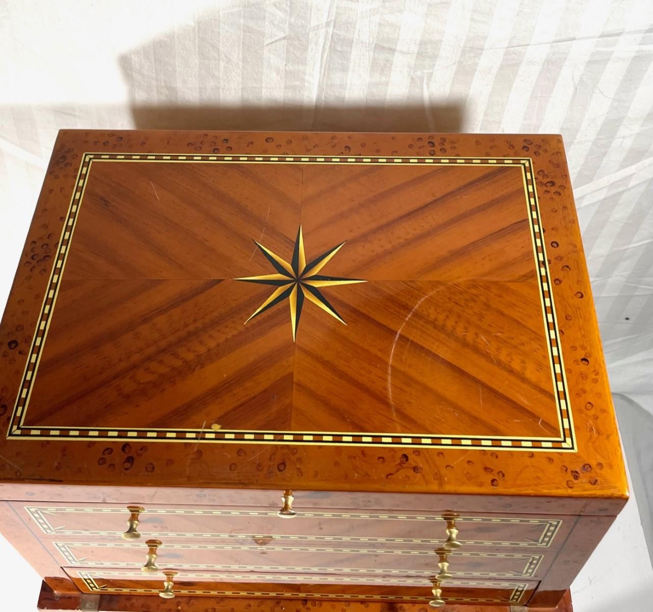 Vintage Italian Inlaid Cigar Humidor Chest Stand Side Table 3
