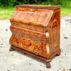Vintage Italian Inlay Secretary Desk