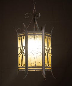 Vintage Italian Iron and Glass Lantern, 1960s