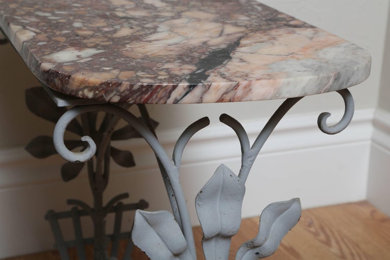 Vintage Italian Iron and Marble Garden Table at 1stDibs
