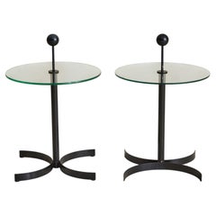 Vintage Italian Iron + Glass Top Side Table - 2 Available