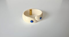 Vintage Italian Ivory Bracelet with Lapis Lazuli and Gold Accents, 1970s