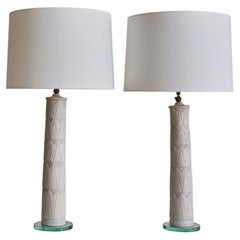 Vintage Italian Ivory Ceramic Table Lamp - 2 Available