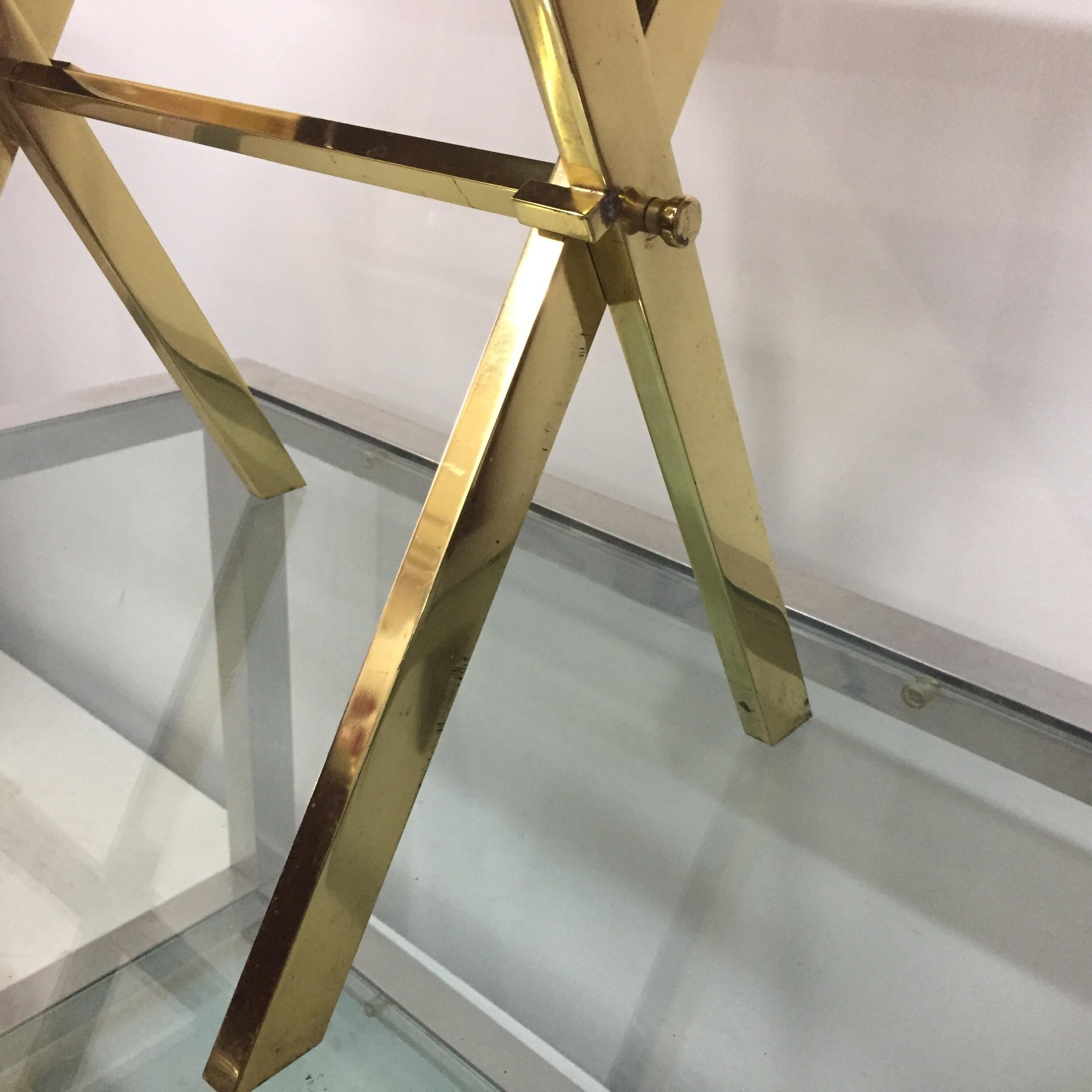 Vintage Italian Jansen Style Brass Tray Table In Good Condition For Sale In East Hampton, NY