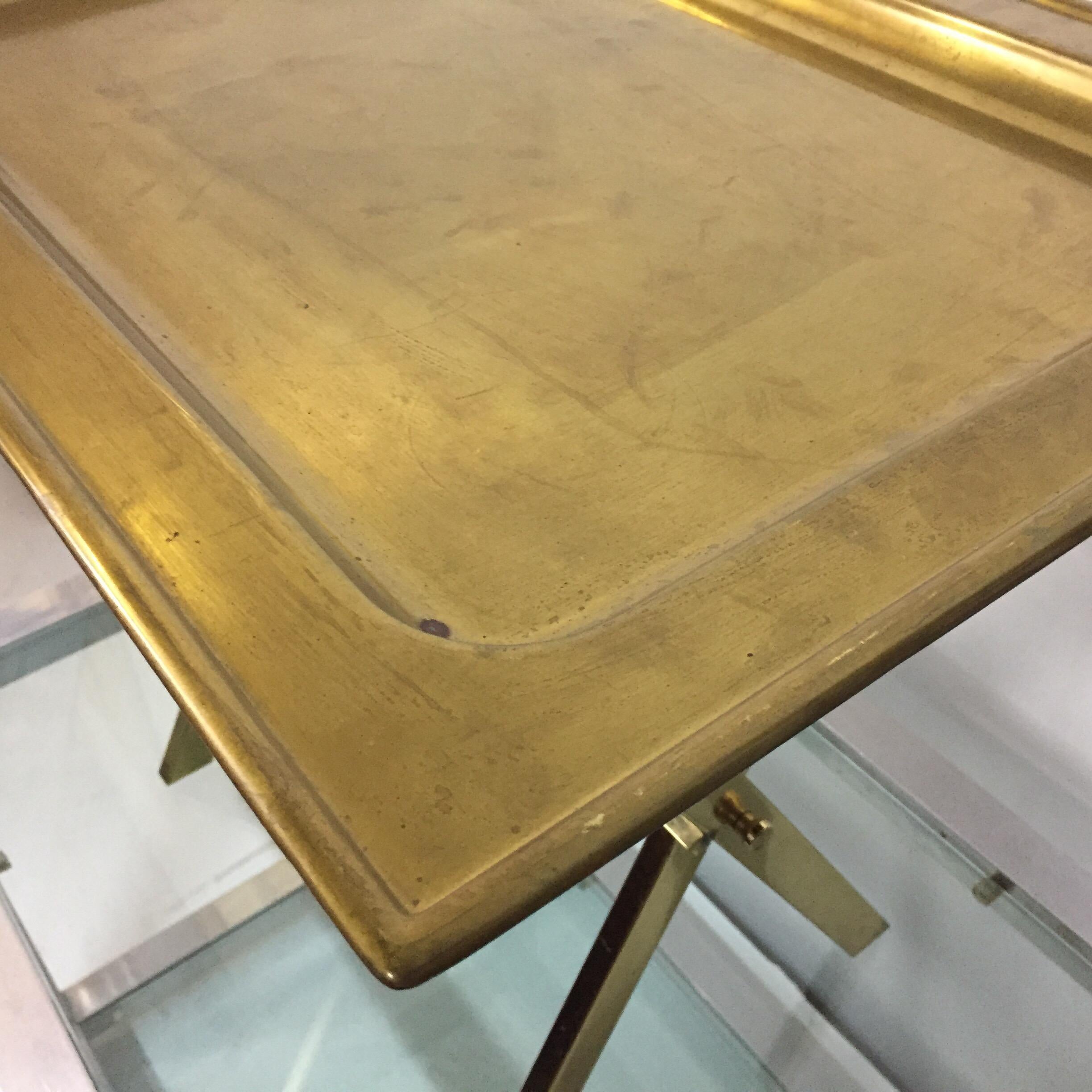 Vintage Italian Jansen Style Brass Tray Table For Sale 1