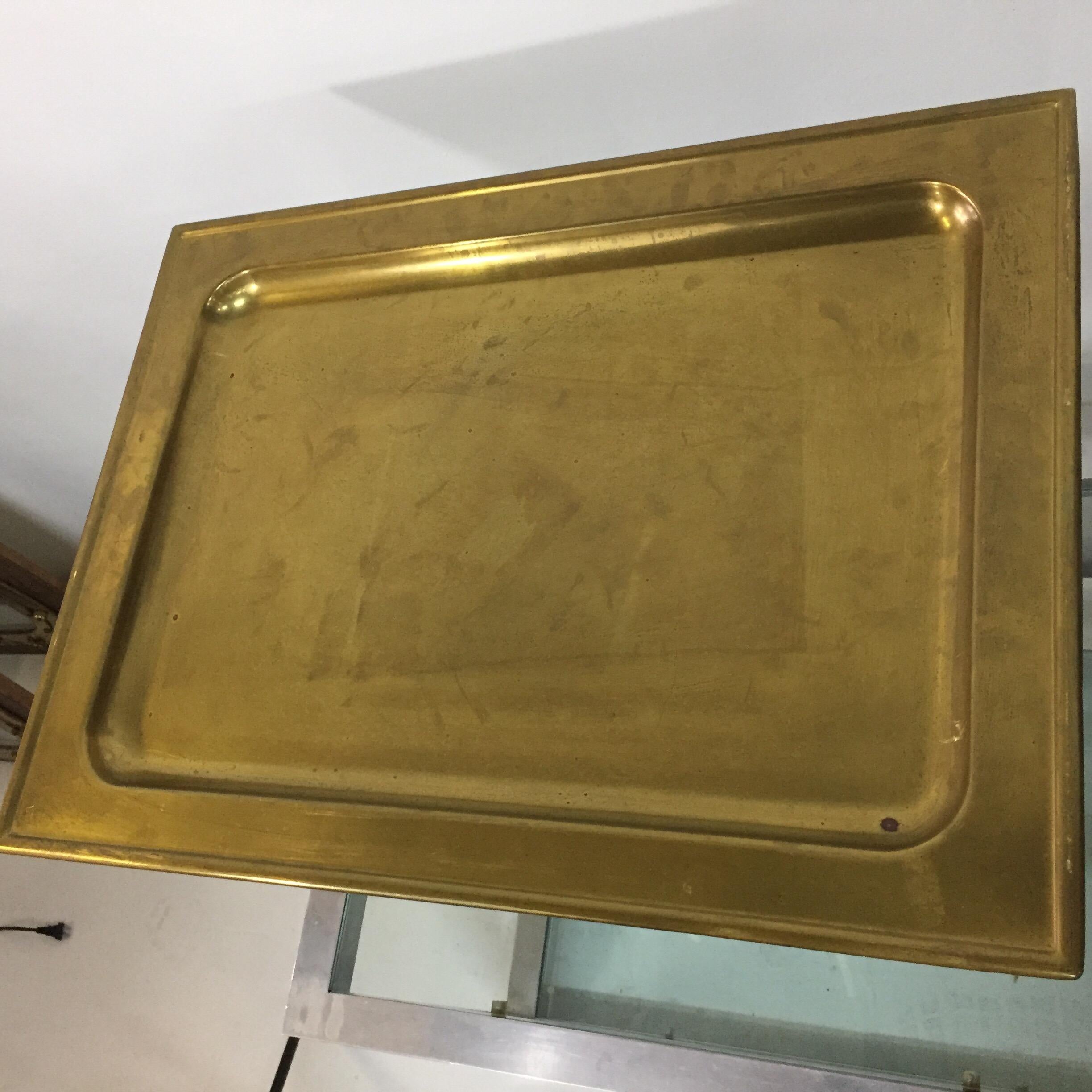 Vintage Italian Jansen Style Brass Tray Table For Sale 2