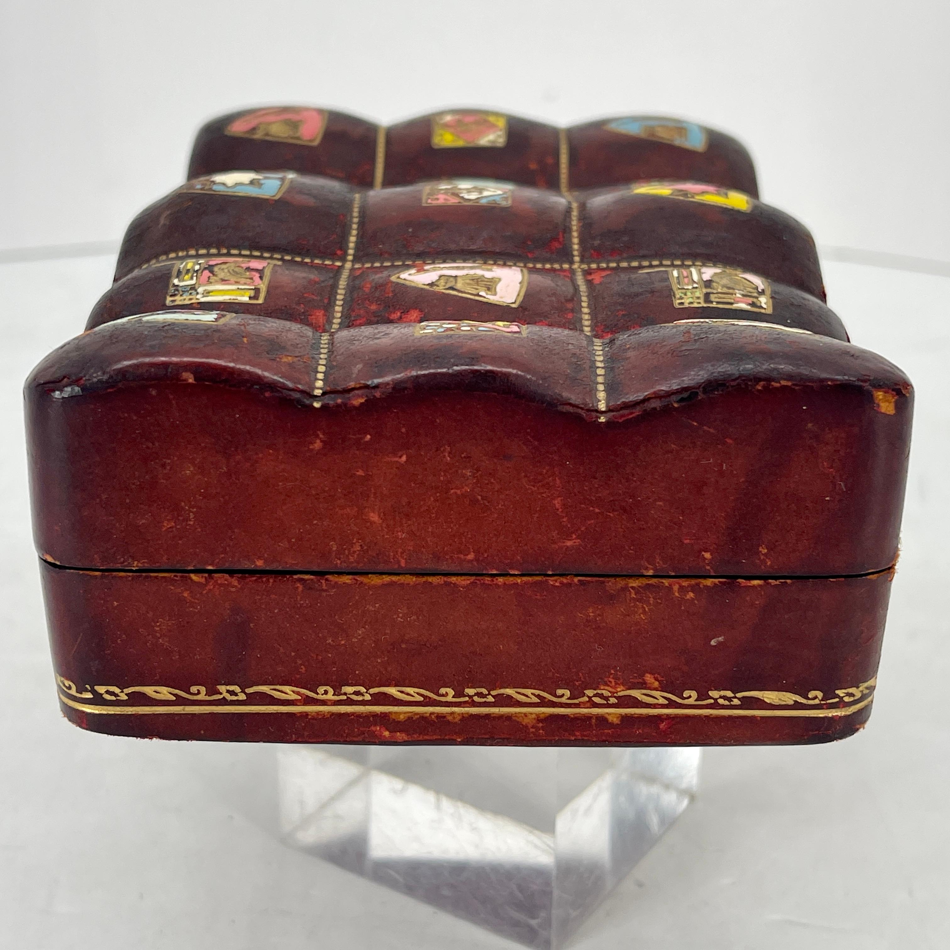 Vintage Italian Jewelry Box in Burgundy Leather, Circa 1950's For Sale 3