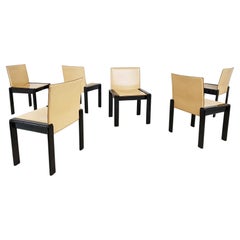 Vintage Italian Lacquer and Leather Dining Chairs, 1980s