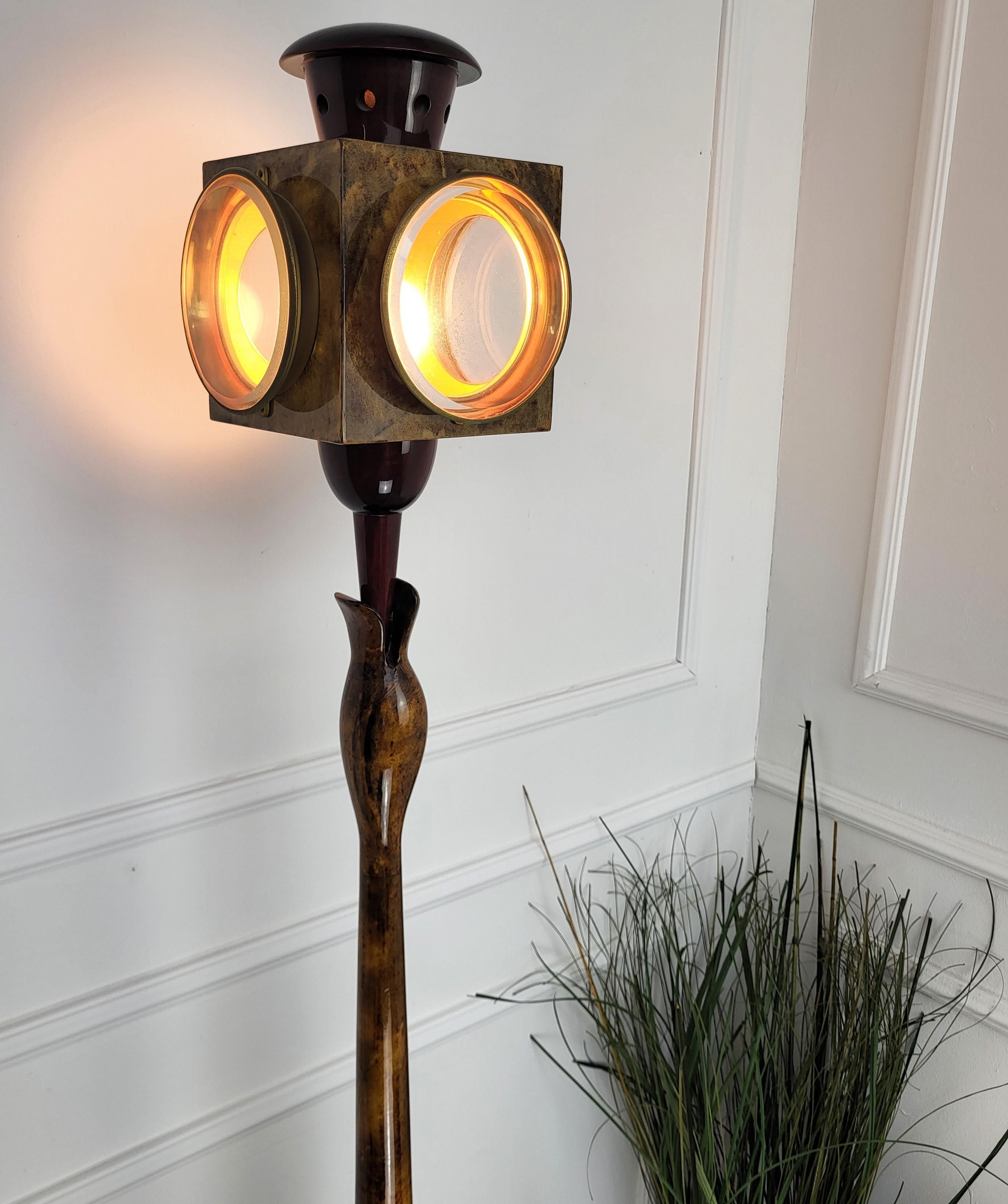 Mid-Century Modern Vintage Italian Lacquered Parchment Floor Lamp by Aldo Tura For Sale