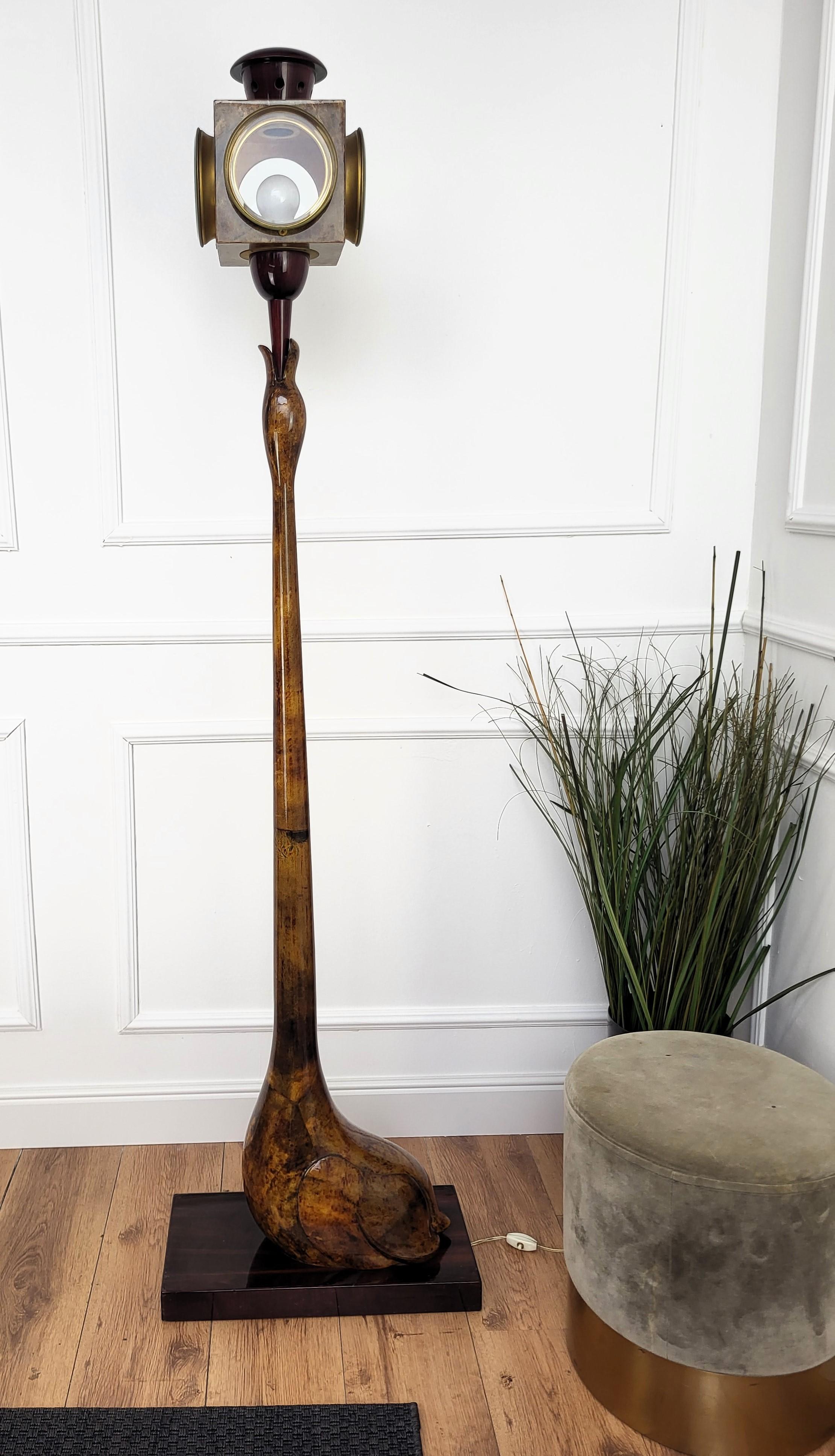 Vintage Italian Lacquered Parchment Floor Lamp by Aldo Tura For Sale 1