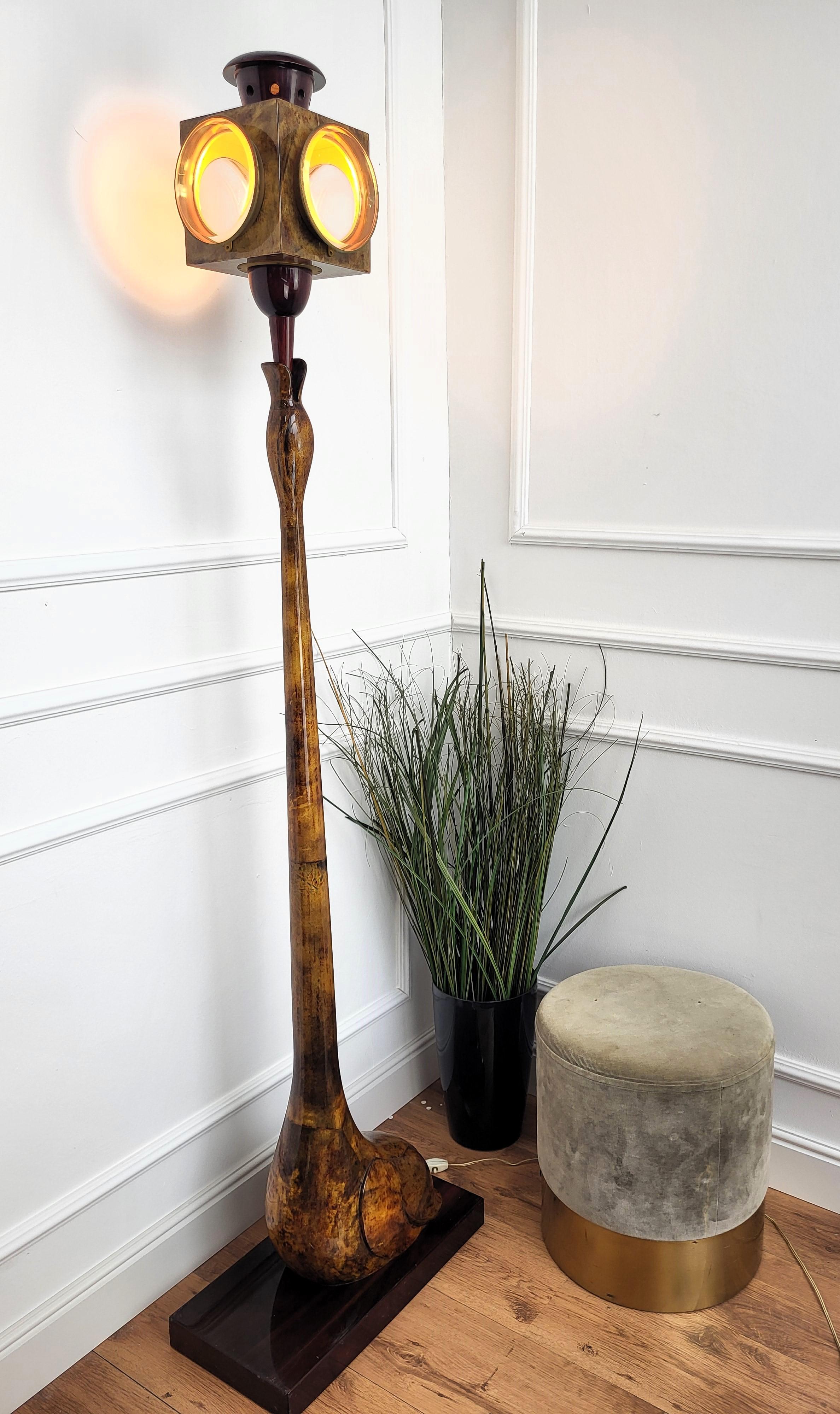 Vintage Italian Lacquered Parchment Floor Lamp by Aldo Tura For Sale 3