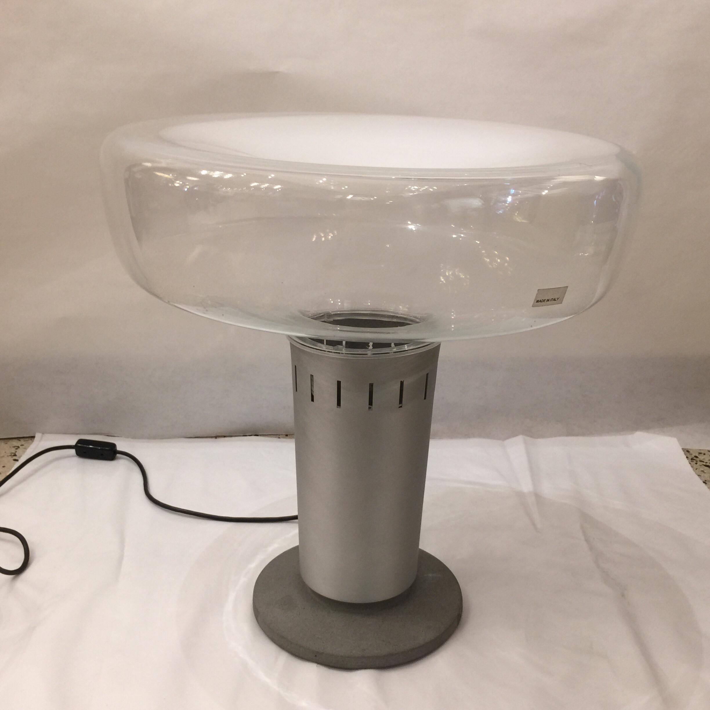 Aluminum Vintage Italian Lamp in Glass by Penta, 1970s For Sale