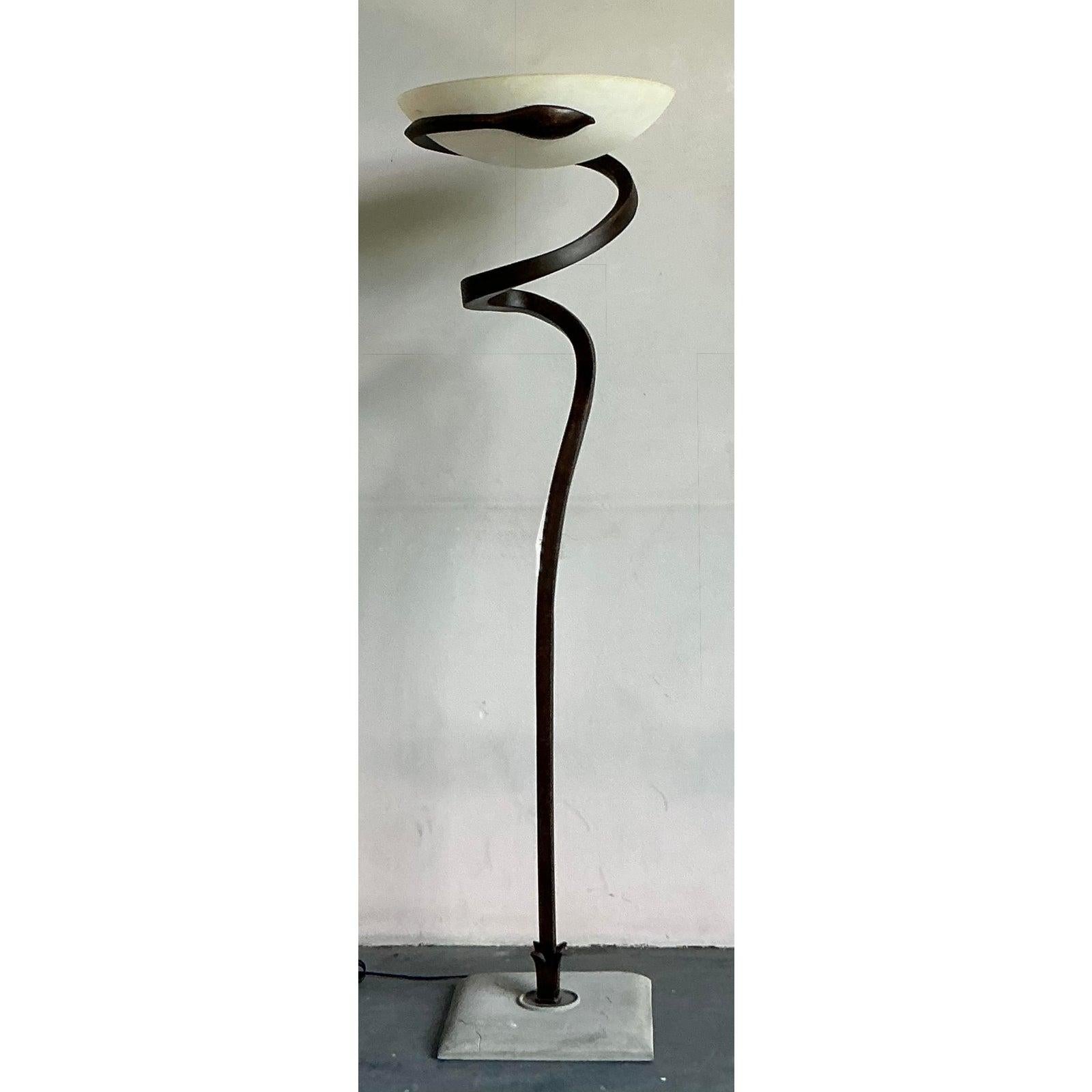 Vintage Italian Lamp International “Alfea” Cast Copper Lamp by Enzo Ciampalini In Good Condition For Sale In West Palm Beach, FL