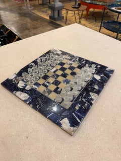 Scacchiera italiana d'epoca in lapislazzuli degli anni '80